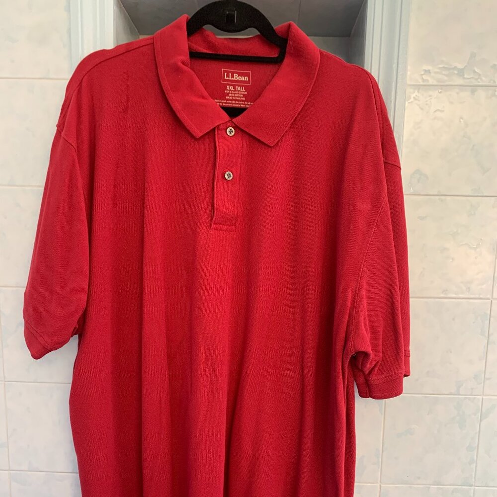 RED MENS XXL TALL LL BEAN COTTON POLO SHIRT